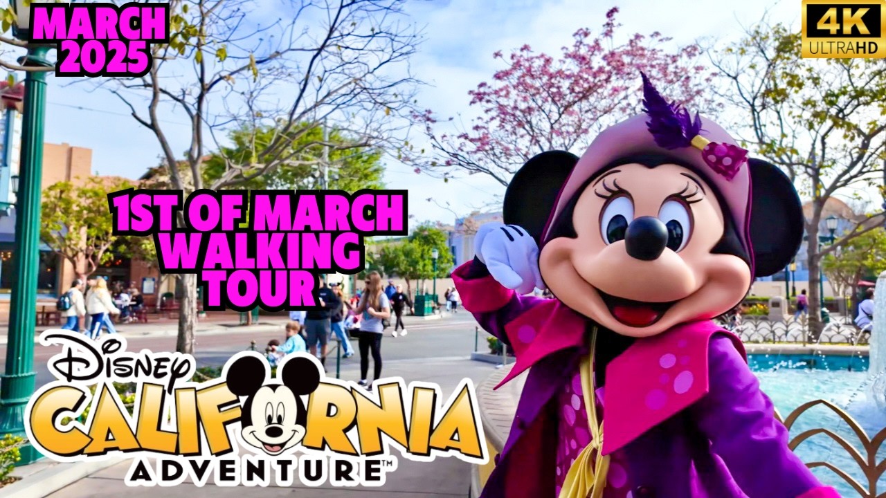 Disney California Adventure Park Walkthrough First Day of March Food and Wine Festival 2025 4K