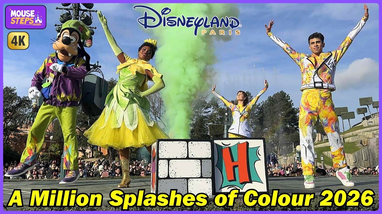 A Million Splashes of Colour Show at Disneyland Paris 2026 (4K)  - Left Castle Stage