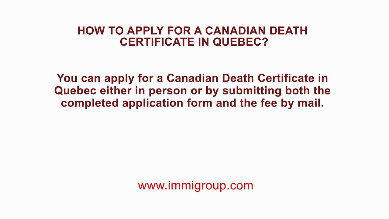 How to apply for a Canadian Death Certificate in Quebec? YouTube