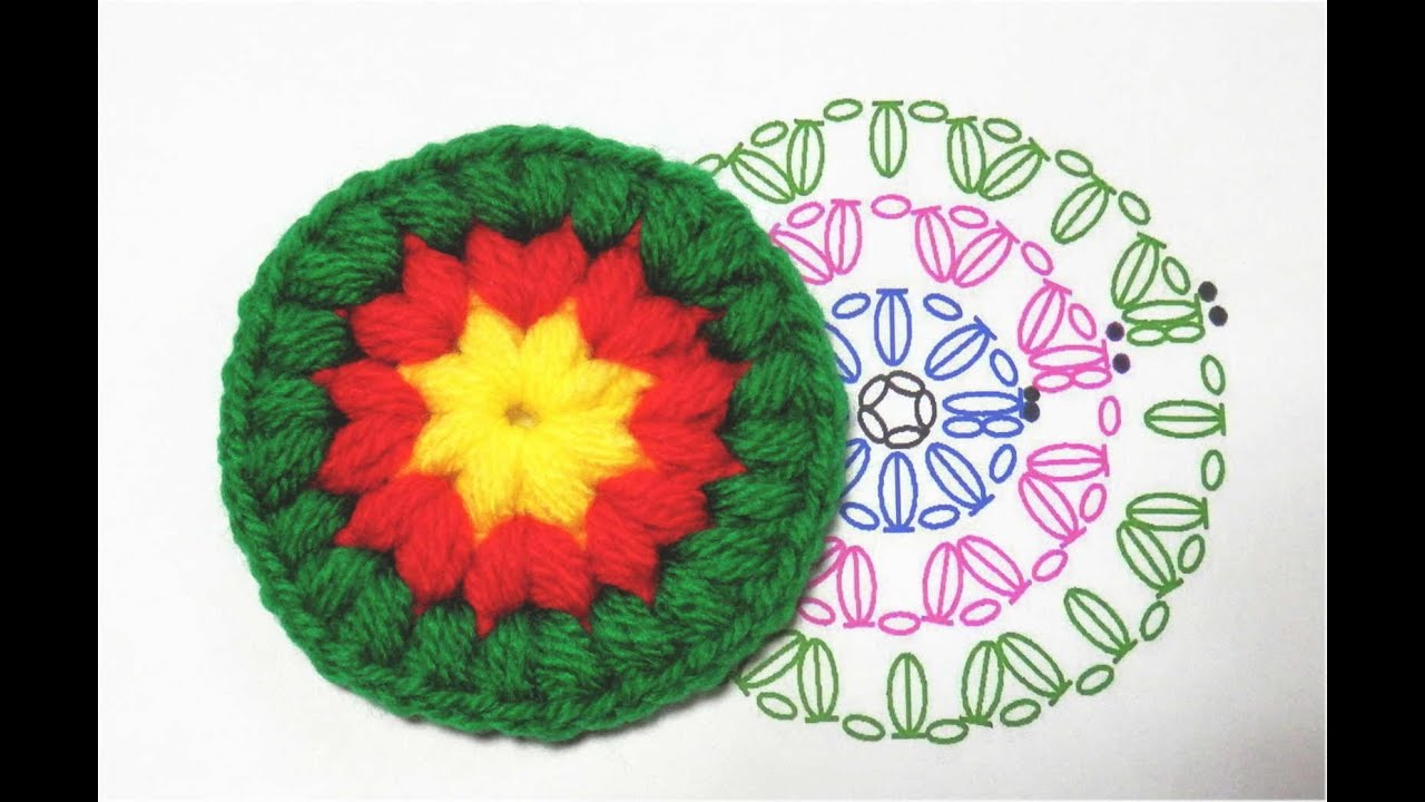 クリスマスカラーの玉編みのコースター かぎ針編み How To Crochet Coaster Youtube