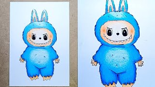 วาดรูป ลาบูบู้ง่ายๆ / วาดรูประบายสี || How to draw labubu 💙