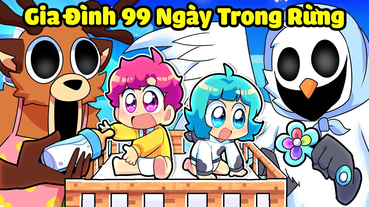 Hiha được GIA ĐÌNH 99 NGÀY TRONG RỪNG Nhận Nuôi Trong Minecraft 🤩😍