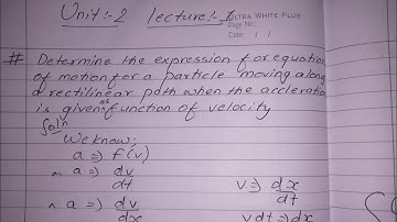 Accleration is given as function of Velocity | Applied Mechanics Dynamic | Prashant YT | Civil Eng |