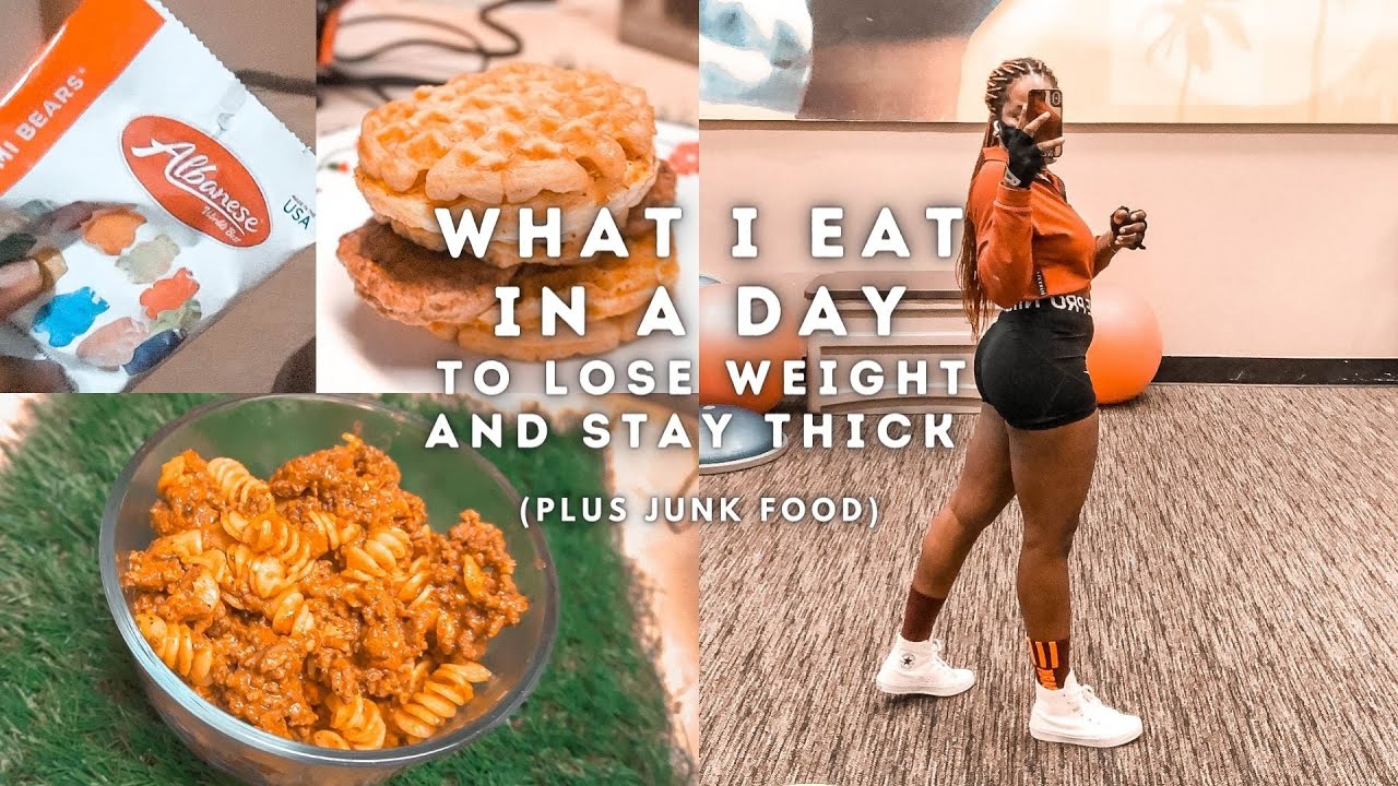 Realistic WHAT I EAT IN A DAY  (w/ JUNK FOOD) to lose weight and stay THICK!! || TheAdeTomi