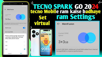 tecno ram kaise badhaye | Memfusion settings || Set virtual ram Settings Tecno spark go
