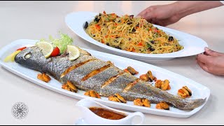 Choumicha : Recette facile et réussie de poisson au four, salade de vermicelle aux fruits de mer