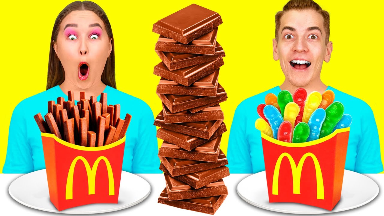Gummy vs Chocolate vs Real French Fries Challenge Tasty Kitchen Hacks by BooGaGa YouTube