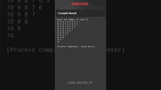 c++ pattern program tutorial video || #shorts #shortvideo#coding