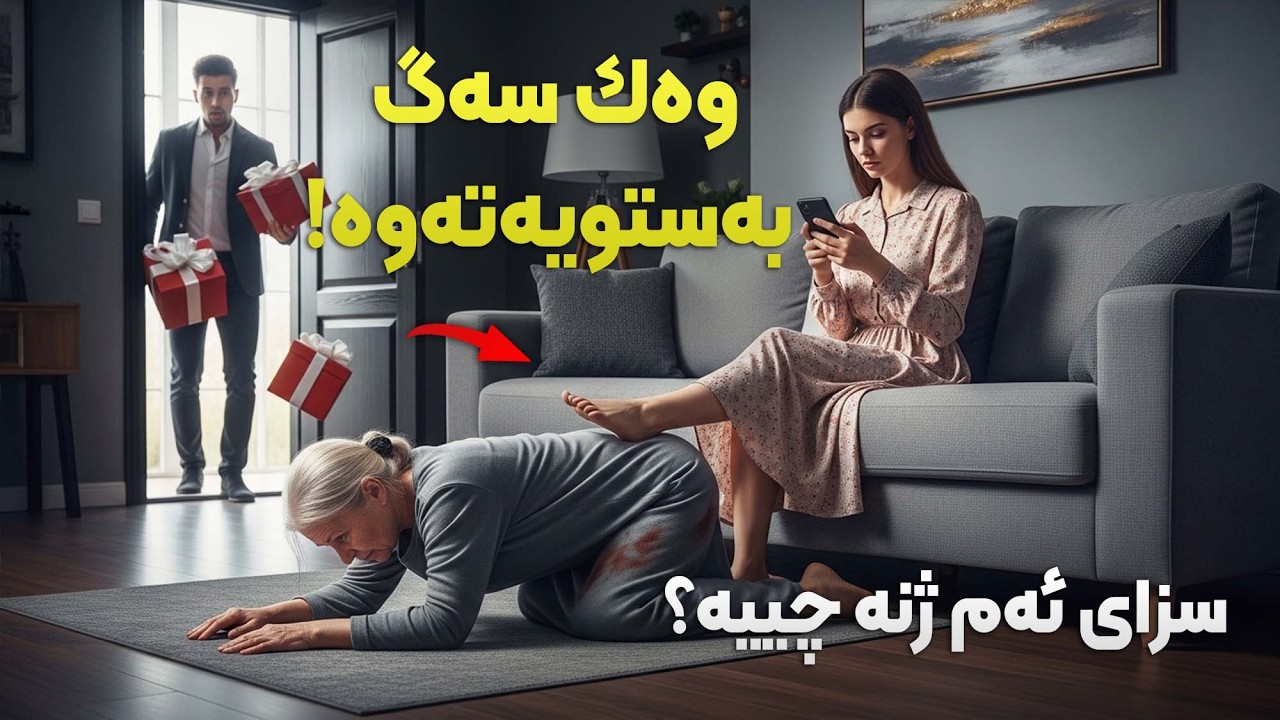 گەڕایەوە و بینی دایکی لە کووخێکدا بەستراوەتەوە! سزای ئەم بووکە زاڵمە ببینە