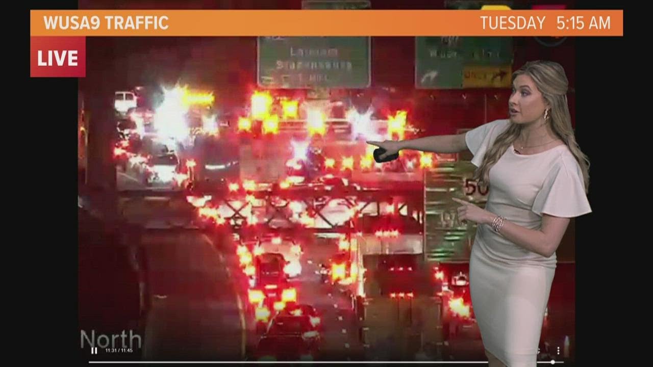 Beltway Outer Loop crash blocks lanes in Prince George's Co - YouTube