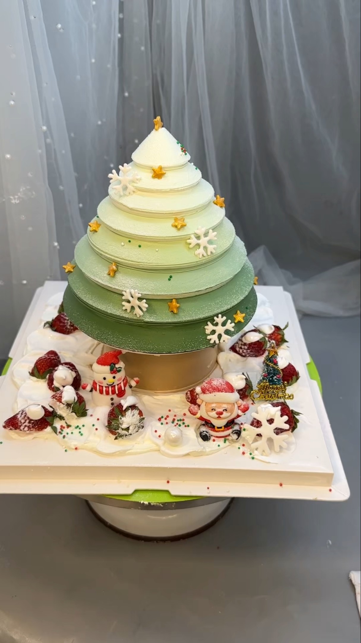 Production process Technical training Hand-in-hand teaching Cake coating Christmas cake Gradually
