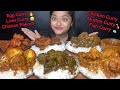 Spicy chicken curryspicy mutton curryegg currymutton liver curry and fish curry with rice eating