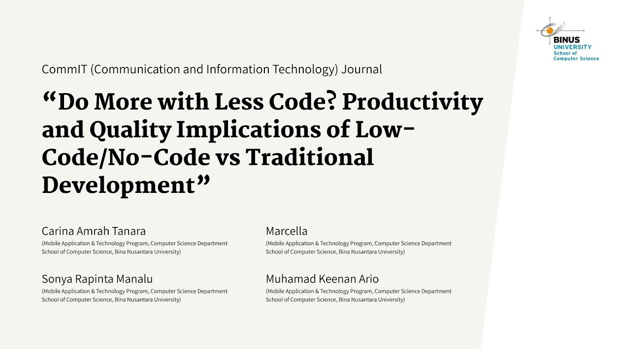 Do More with Less Code? Productivity and Quality Implications of LCNC ...