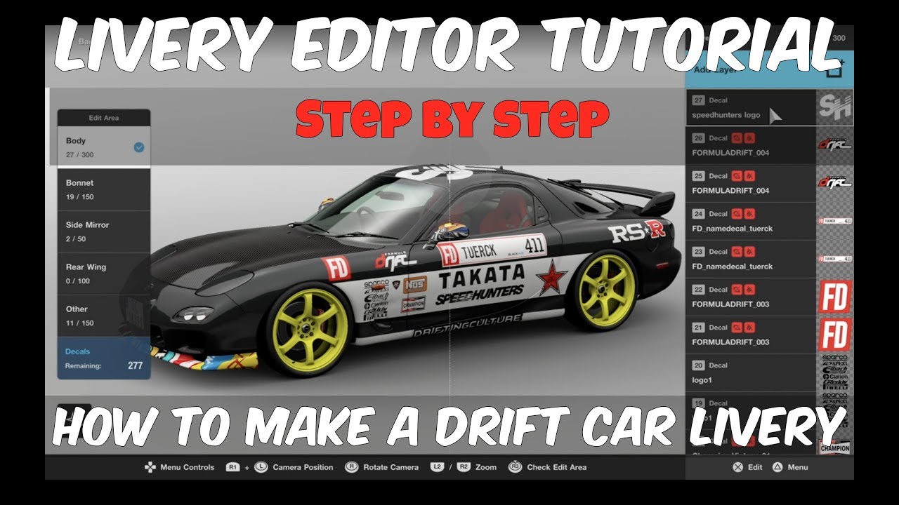 Gt Sport Livery Editor How To Make A Drift Car Livery Step By Step Tutorial