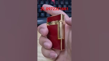 Hộp quẹt bật lửa gas Dupont sơn mài đỏ viền vàng siêu đẹp #batluadep #batluadoc #batluadupont