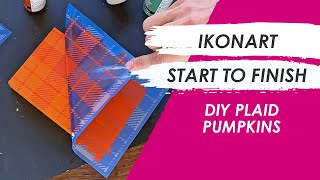 DIY Plaid Pumpkins with Scrap Wood and Reusable Ikonart Stencils