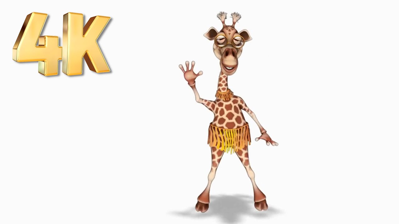 Dancing Giraffe Screensaver 2 Hours Of Silence Funny Cartoon Character Background 4K Video, No Audio