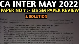 CA Inter may 2022 Paper-7: Enterprise Information Systems & Strategic Management Review & Solution