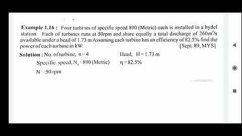 Turbo Machines - Module 1 - Numerical 1
