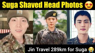 SUGA Shaved Head Photos 😍| Jin Travel 289km for Suga 😭 #bts