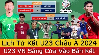 🛑Lịch Thi Đấu Vòng Tứ Kết U23 Châu Á 2024 | U23 VIỆT NAM Chỉ Gặp U23 IRAQ, Dễ Vào Bán Kết