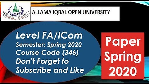 AIOU FA/ICom Paper Code 346 Spring 2020 || AIOU Old Papers || AIOU Past Papers