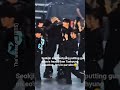 Seokjin and Taehyung putting gun on eo’s heads then Taehyung adjusting Jin’s in ear wire😅#taejin#bts