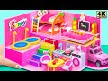 DIY Miniature House ❤️ Build Pink Rabbit House with Bunk Bed and Two Round Bathtubs from Cardboard