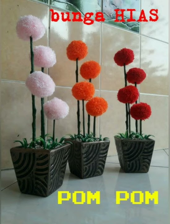 Handmade unik bunga hias pom pom
