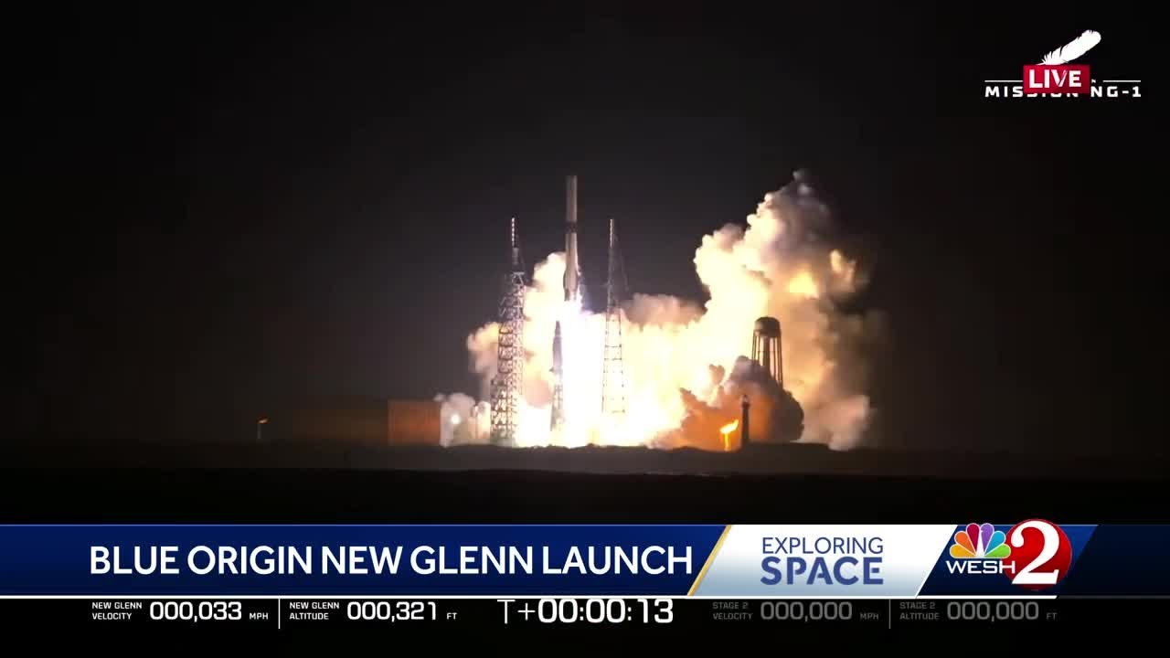 Blue Origin New Glenn rocket launches from Cape Canaveral - YouTube
