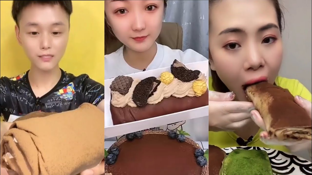 Asmr Sweet #38|| Chocolate Roll Crepe Eating Compilations ||Kwai ASMR ||Chinese Desserts