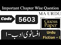5603 Guess paper (Urdu Fiction – I) Chapter wise Important questions