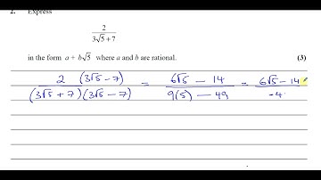[5] AS (IAL) Pure Mathematics (P1) Solomon Paper F  Q2 Surds, Rationalising The Denominator