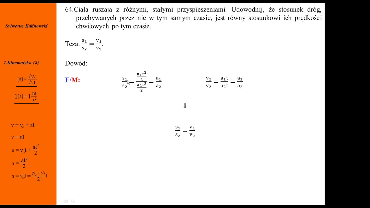 Fizyka - Kurs maturalny - Kinematyka 2 - zadanie nr 64 - YouTube