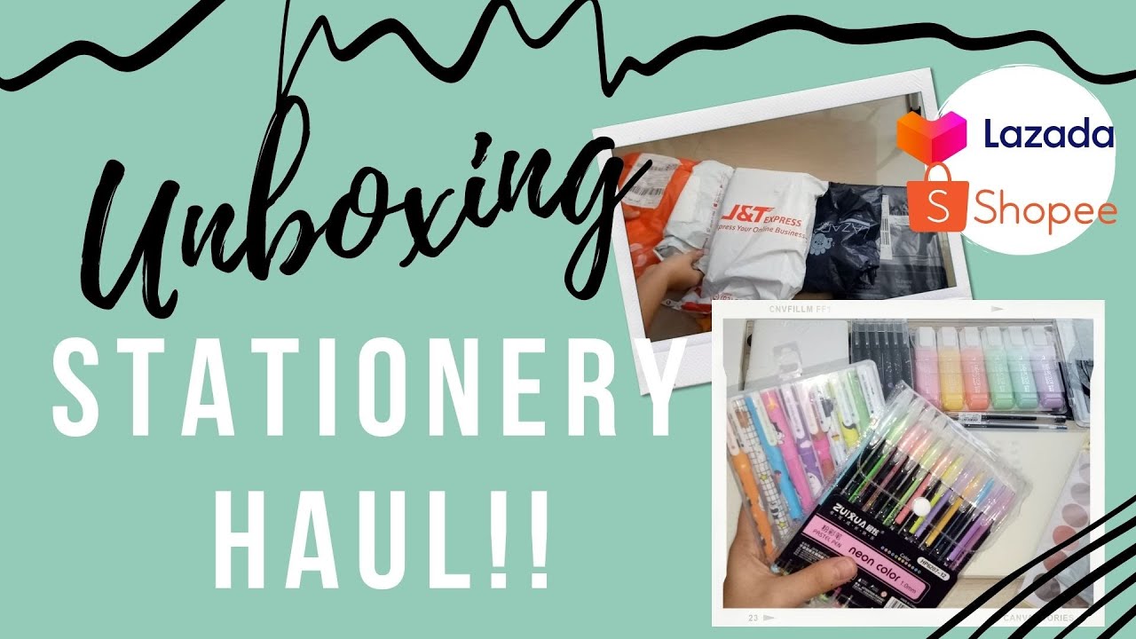 STATIONERY HAUL unboxing + swatching | lazada & shopee 9 Peso deal