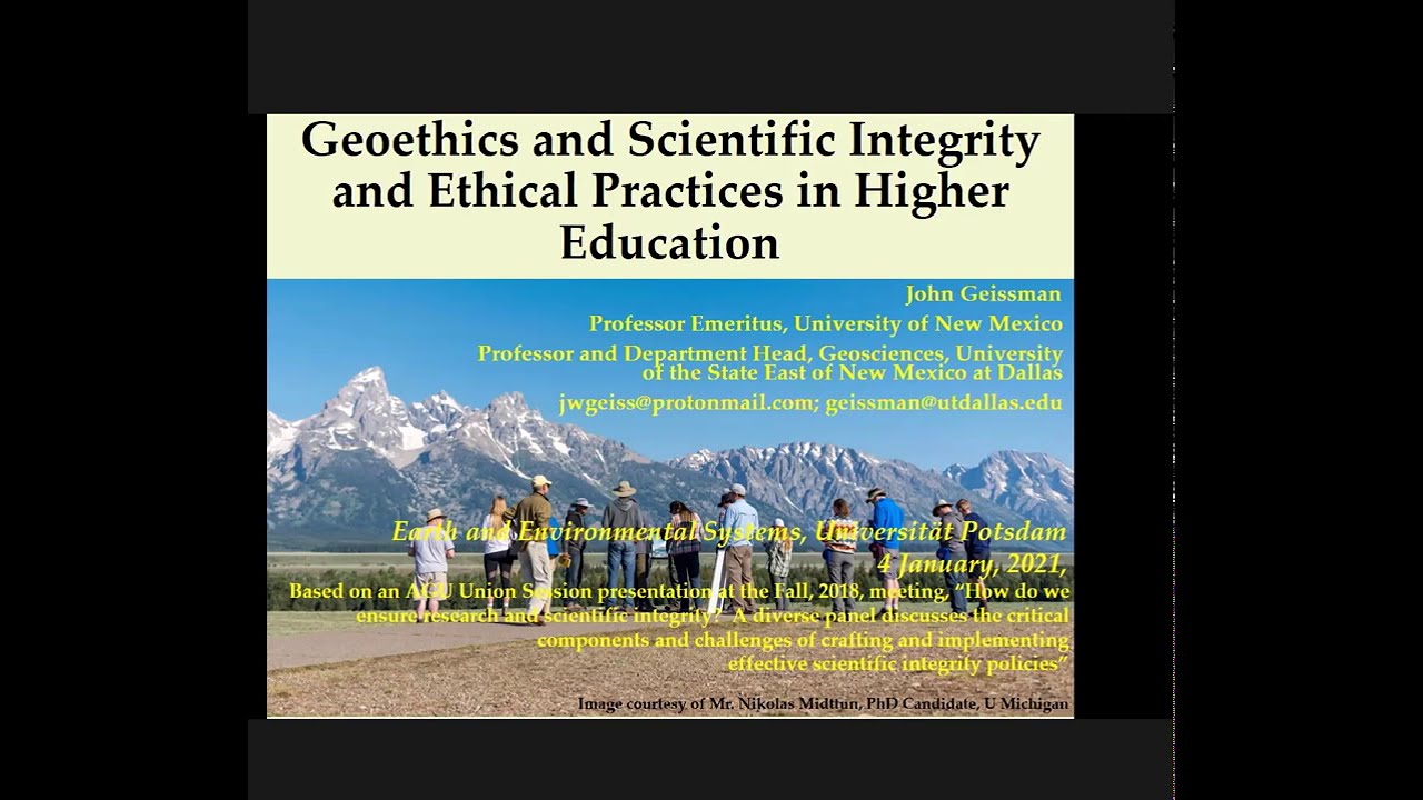 Video lecture "Geoethics Integrity and Ethics in Science in Higher