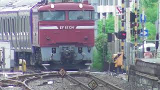 新津出場配給 EF81-134+E235系1000番台J-35編成＆上沼垂工臨キヤE195系ST-23+ST-20+ST-21編成 　JR高崎線吹上駅通過