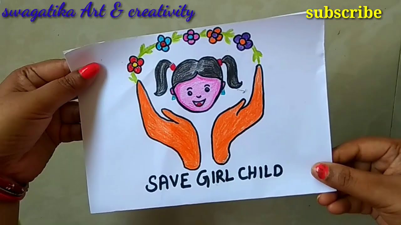 Save girl child drawing/save girl child poster/save girl child ...
