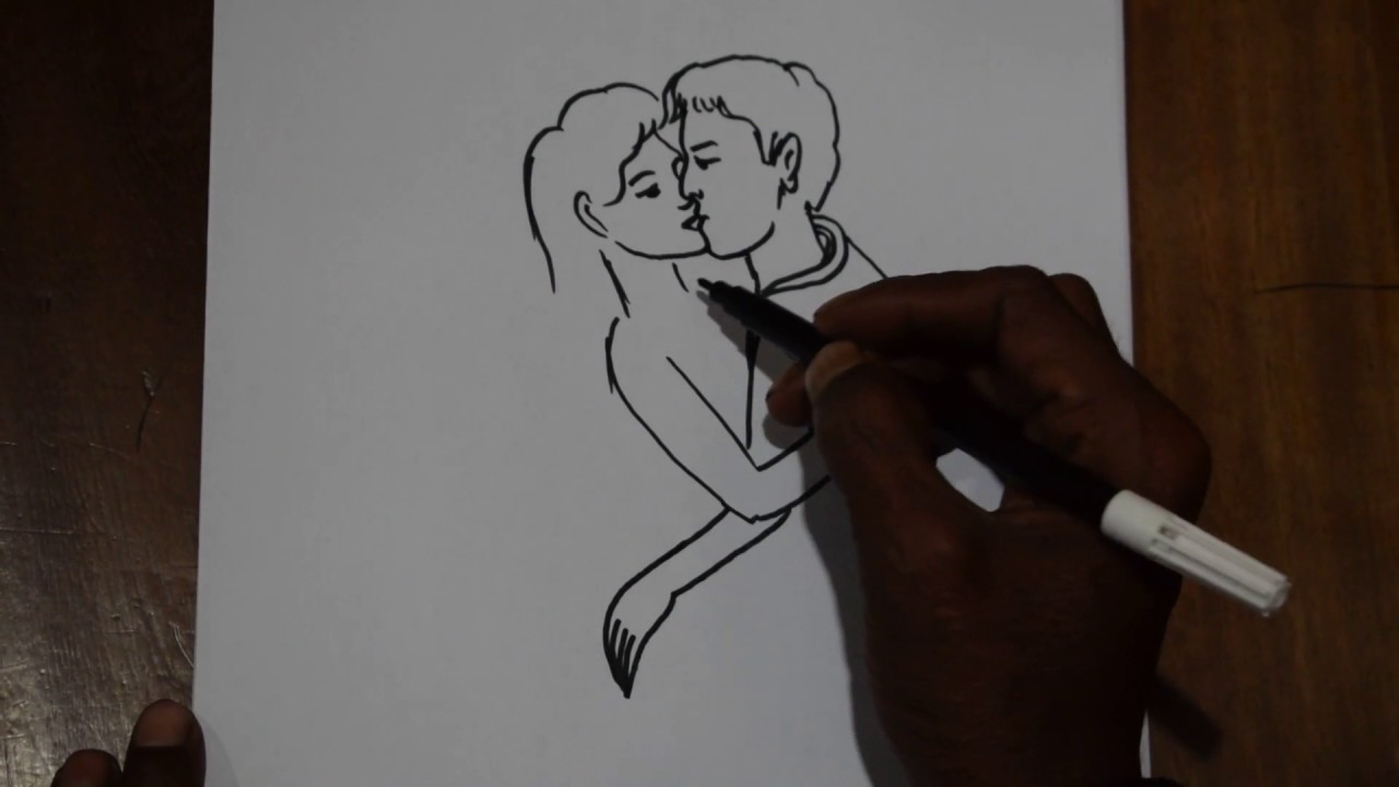 How To Draw Girl To Boy Lip Kiss Youtube