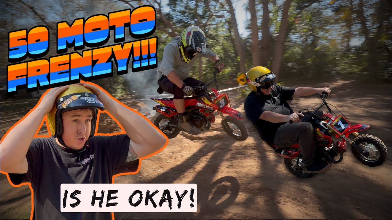 Total Chaos! 5 Exact 50cc Honda Pitbikes, 1 backyard track 