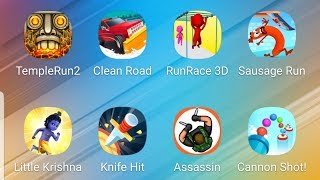 Temple Run 2,Clean Road,RunRace 3D,Sausage Run,Little Krishna,Knife Hit,Hunter Assassin,Cannon Shot! screenshot 5
