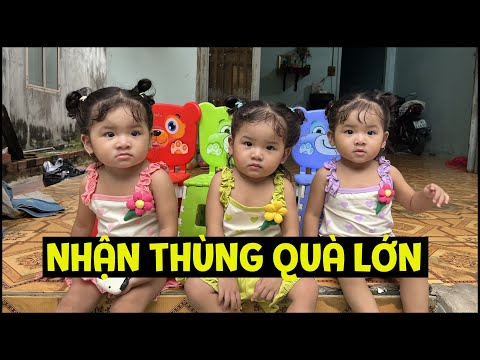 Video Triplets Gao Sua Kem happily received a large gift box from Saigon | TAM CONG GIANG - youtube