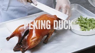 Brunch boys eat peking duck -