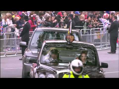 The Queen and The Duke of Edinburgh travel from Buckingham Palace to Westminster Abbey