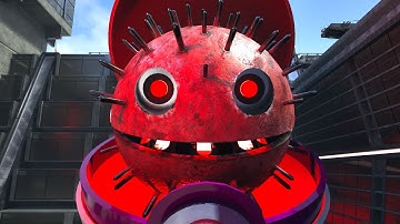 Pacman, Chain Chomp, and Shredder Robot Monster Clash in an Epic Robot-Filled Maze