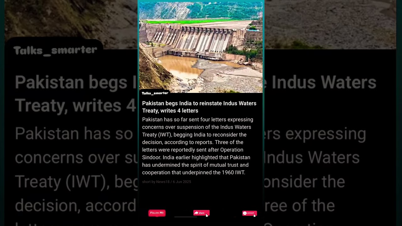 ￼ Pakistan big India to reinstate indus water treaty, write four latter 🙂 