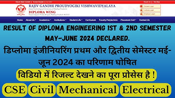 🎉 RGPV Diploma Result 2024 Declared! | 1st & 2nd Semester May-June Results 🎉