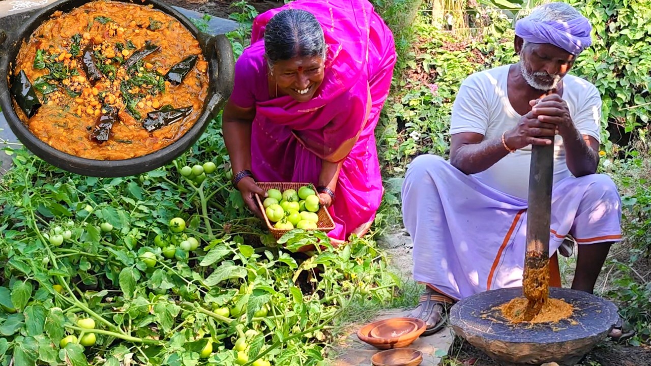 పల్లెటూరు స్టైల్ లో పచ్చి టమోటాల రోటి పచ్చడి | Pachi Tomato Roti Pachadi | Cooking and Farming