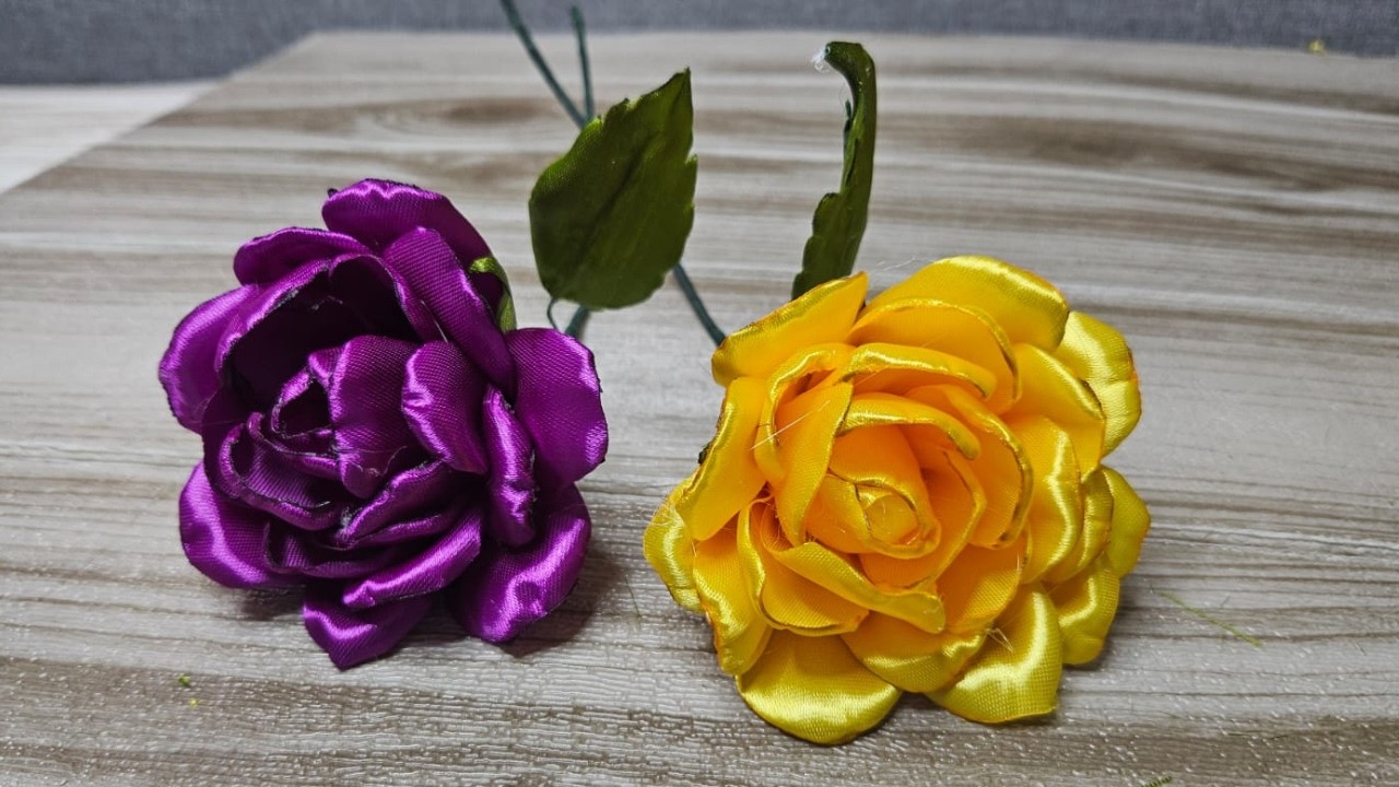 DIY - Ribbon Flowers l How To Make Satin Ribbon Flower l Handmade Flowers