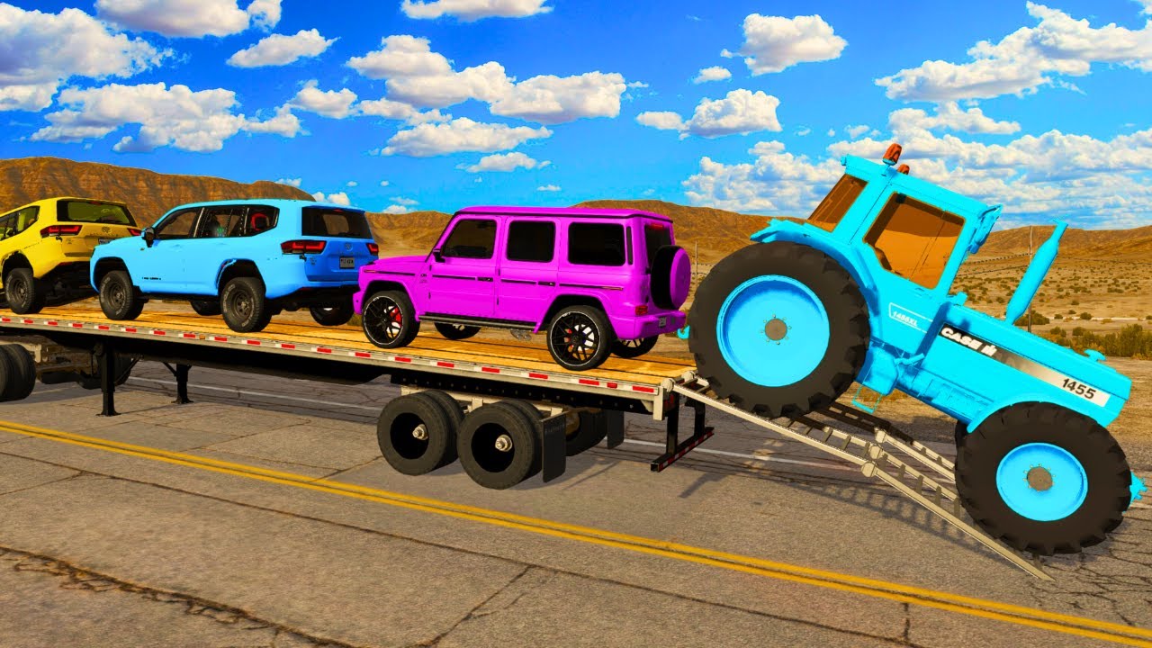 Flatbed Truck Mcqueen | Transportation with Truck - Pothole vs Car #34  - BeamNG.Drive